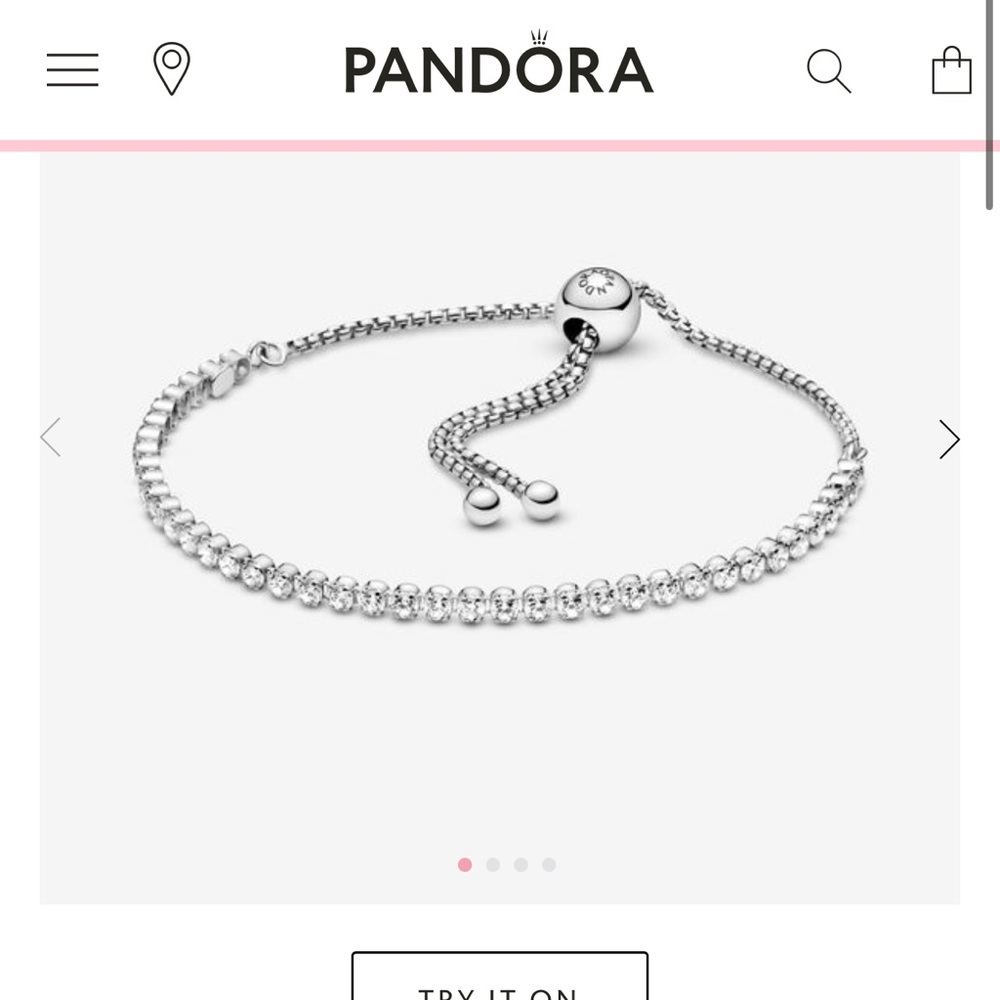 Pandora Sparkling Slider Tennis Bracelet, Silver, Cubic Zirconia - NEVER WORN